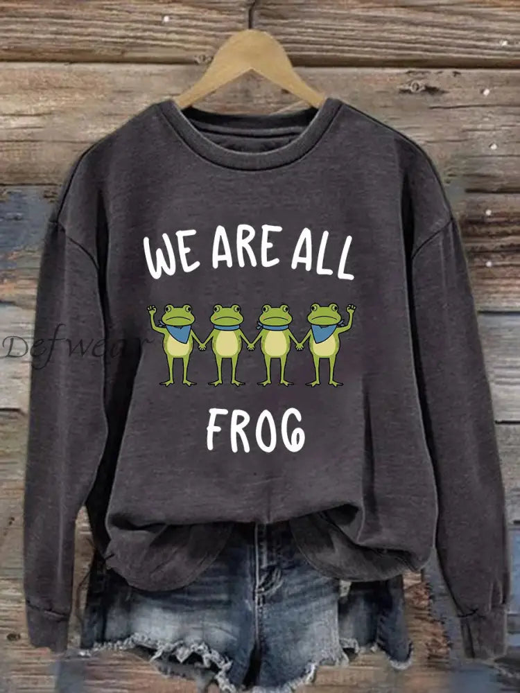 Women’s Resist Frog Printed Casual Sweatshirt Dark Gray / S