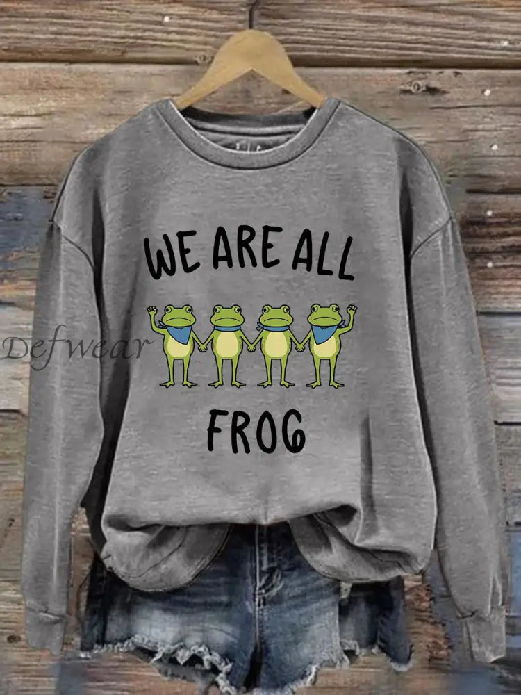Women’s Resist Frog Printed Casual Sweatshirt Light Gray / S