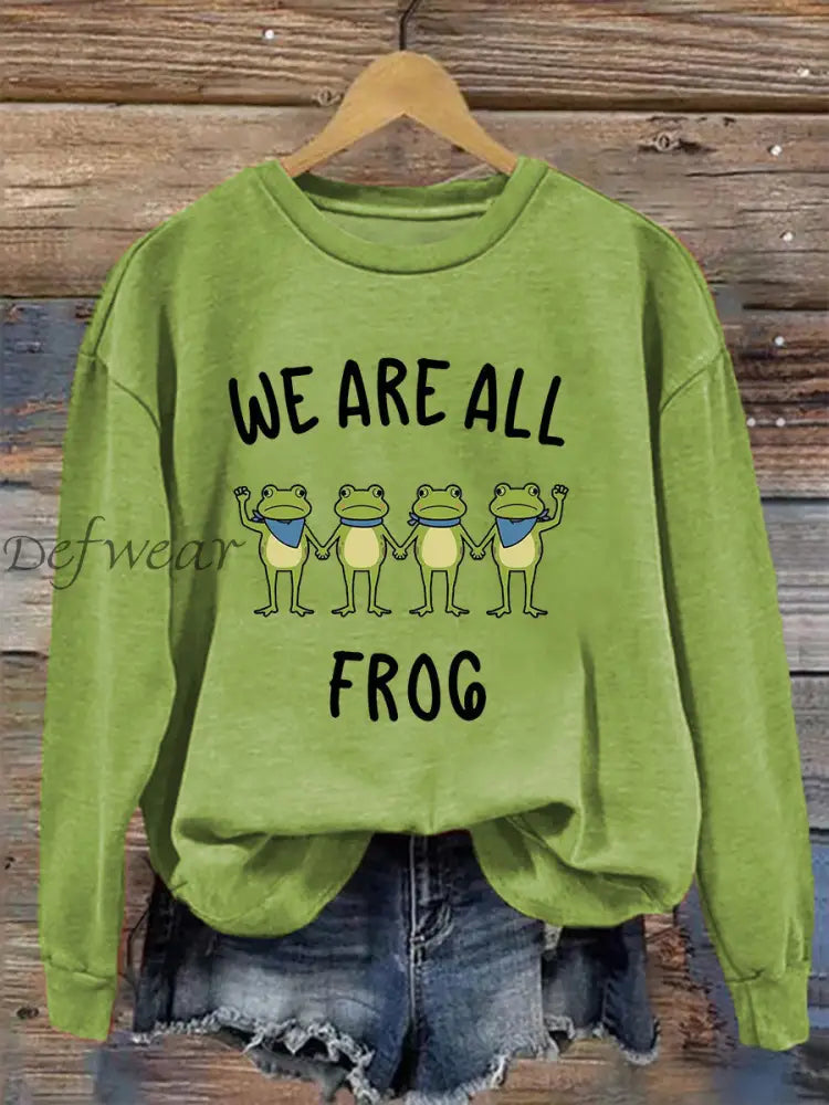 Women’s Resist Frog Printed Casual Sweatshirt Light Green / S