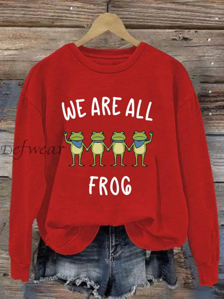 Women’s Resist Frog Printed Casual Sweatshirt Red / S