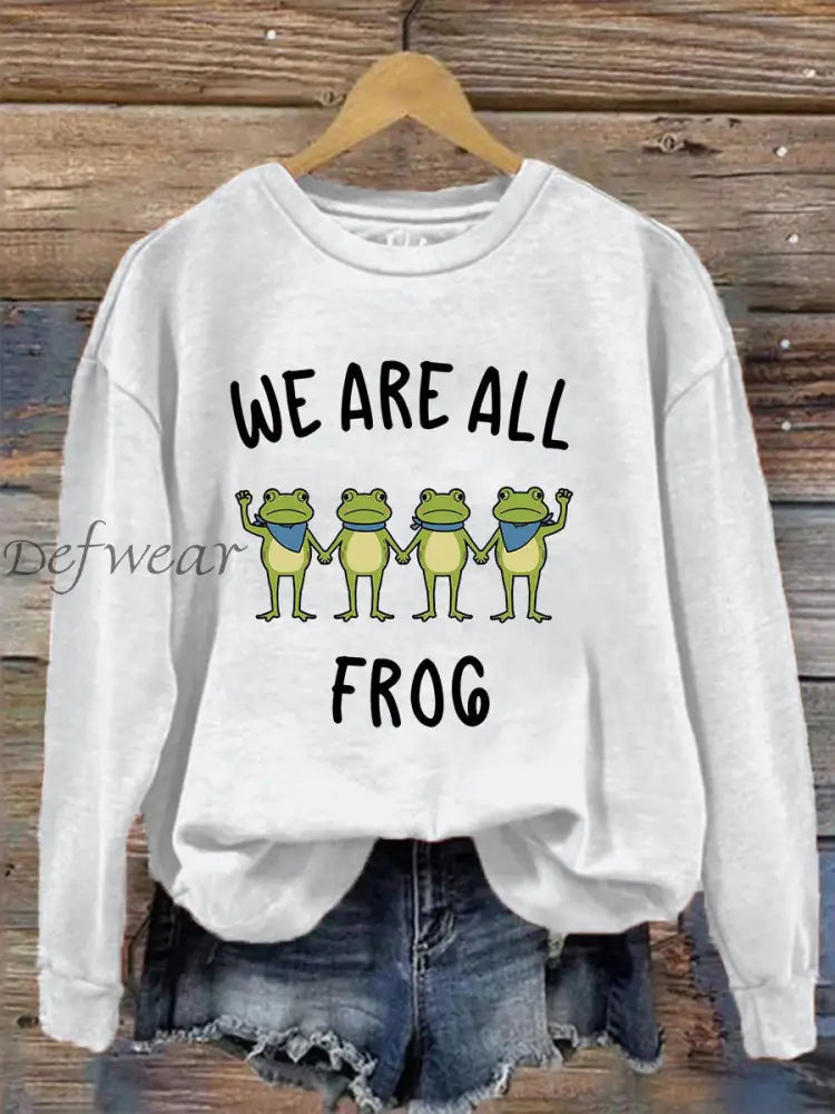 Women’s Resist Frog Printed Casual Sweatshirt White / S