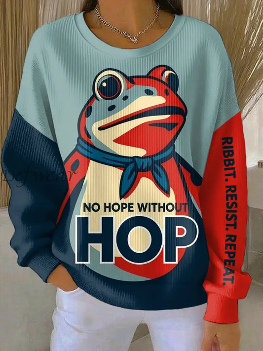 Women’s Resist Frog Ribbed Round-Neck Sweatshirt As picture / S