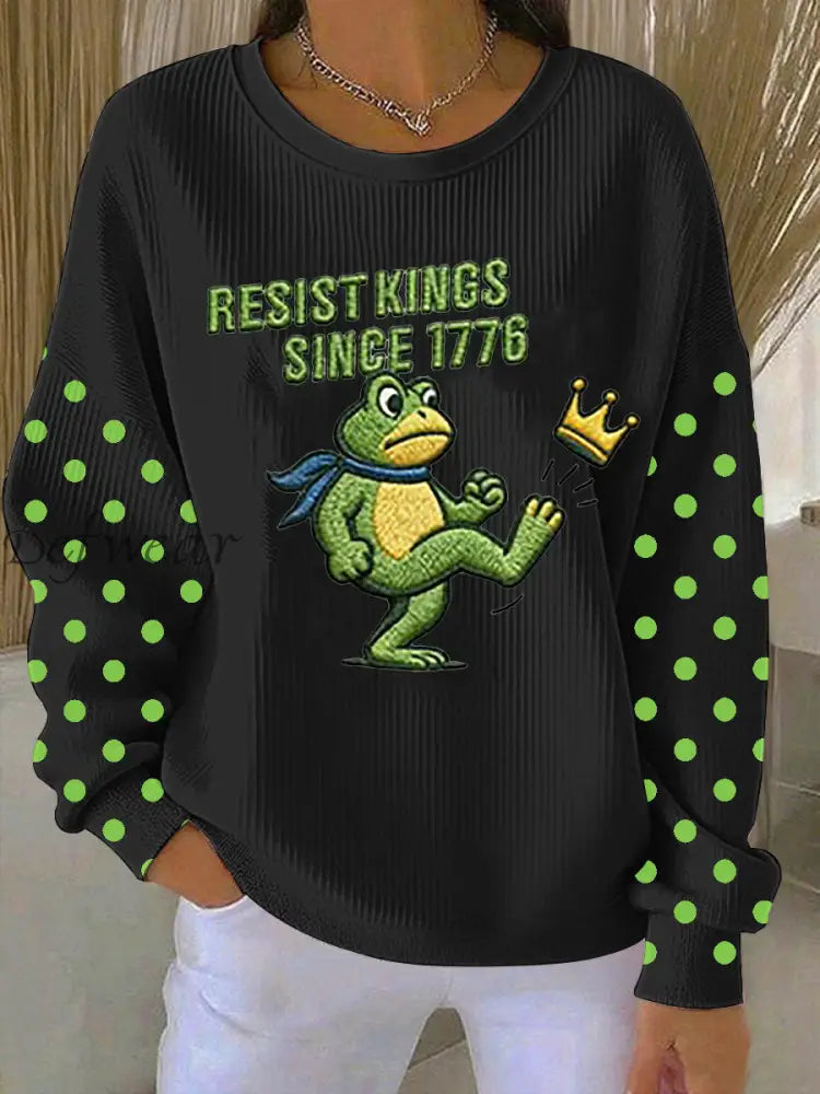 Women’s Resist Kings Since 1776 Ribbed Round-Neck Sweatshirt Black / S