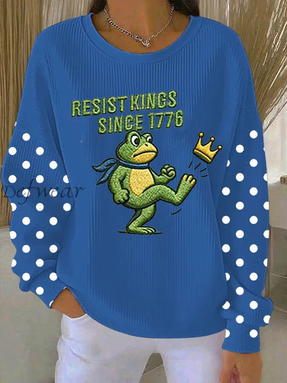 Women’s Resist Kings Since 1776 Ribbed Round-Neck Sweatshirt Blue / S