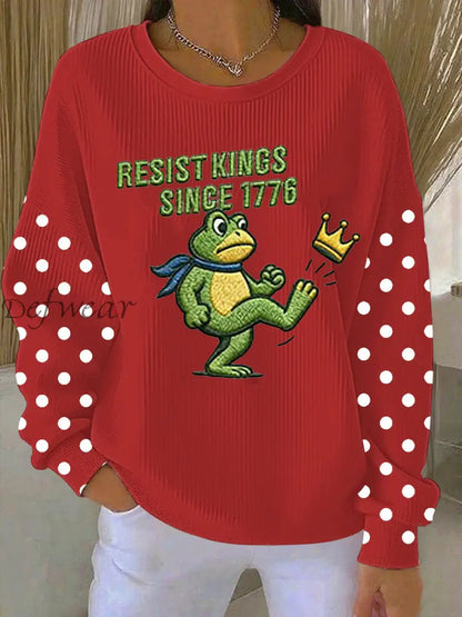 Women’s Resist Kings Since 1776 Ribbed Round-Neck Sweatshirt Red / S