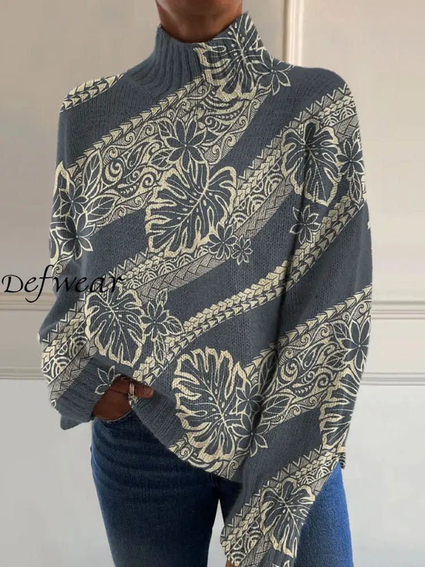 Women’s Retro Art Print Casual Chic Sweater Pullover A / S