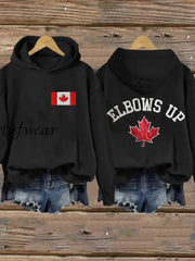 Women’s Retro Canada Elbows Up Printed Hoodie Black / S T-SHIRT