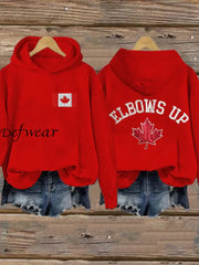 Women’s Retro Canada Elbows Up Printed Hoodie Red / S T-SHIRT