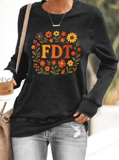 Women’s Retro FDT Floral Print Sweatshirt Black / S