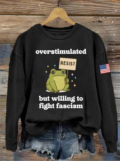 Women’s Retro Resist Frog Print Sweatshirt Black / S