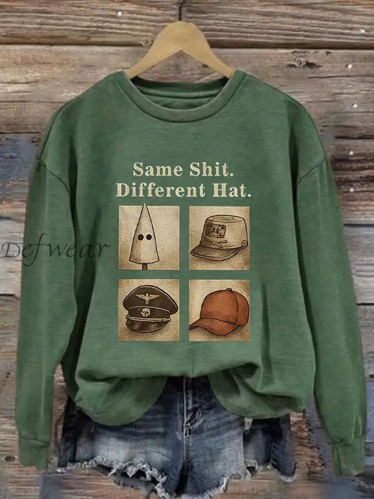 Women’s Same Shit Different Hat Printed Casual Sweatshirt Green / S