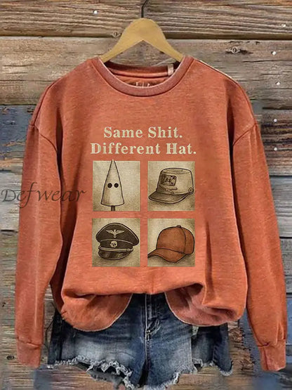 Women’s Same Shit Different Hat Printed Casual Sweatshirt Pumpkin Orange / S