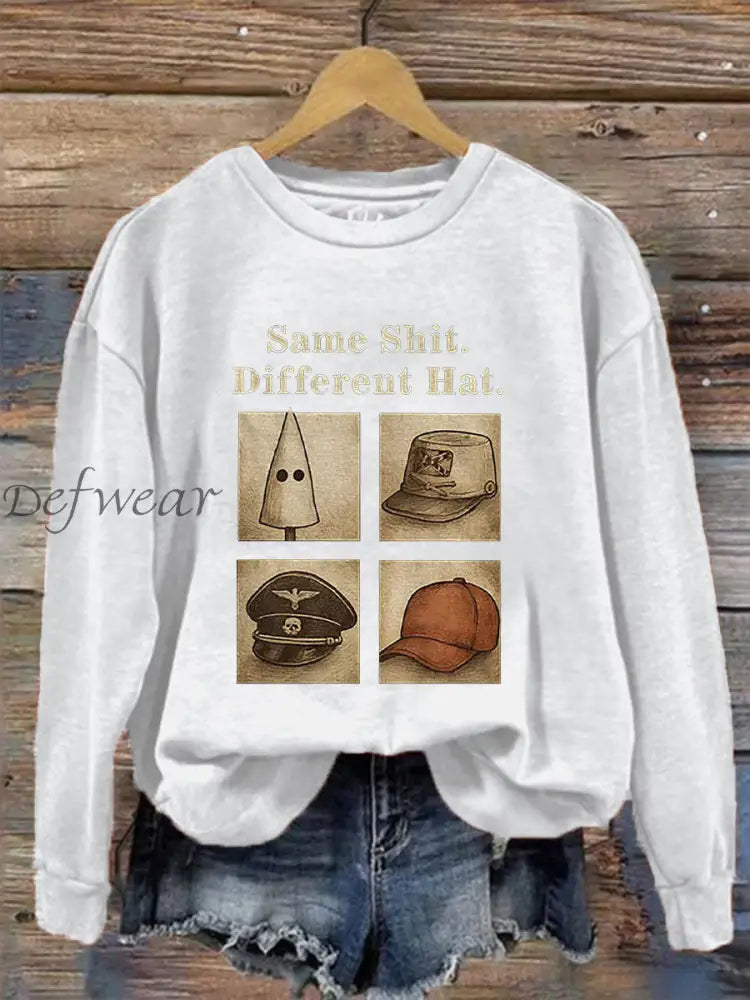 Women’s Same Shit Different Hat Printed Casual Sweatshirt White / S