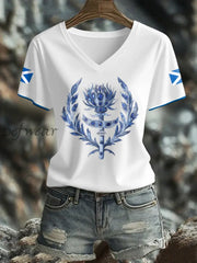 Women’s Scotland Flag Art Thistle Printed T shirt White / S