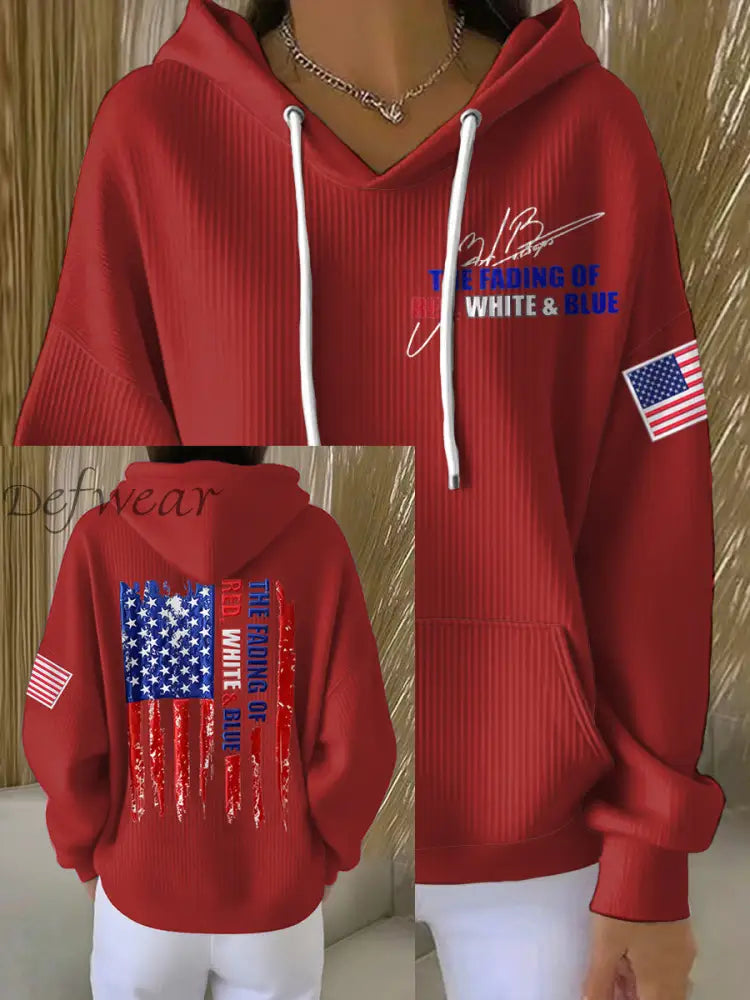 Women’s The Fading of the Red White and Blue Print Hoodie Red / S