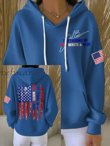 Women’s The Fading of the Red White and Blue Print Hoodie Blue / S
