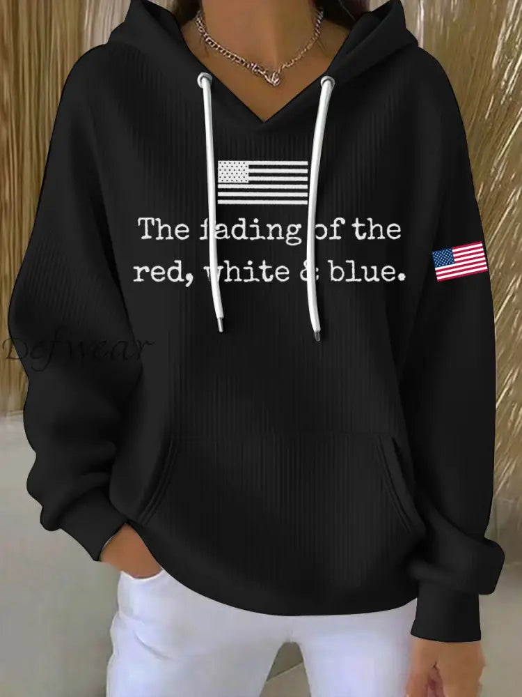 Women’s The Fading Of The Red White And Blue Printed Hoodie Black / S
