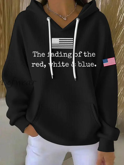 Women’s The Fading Of The Red White And Blue Printed Hoodie Black / S
