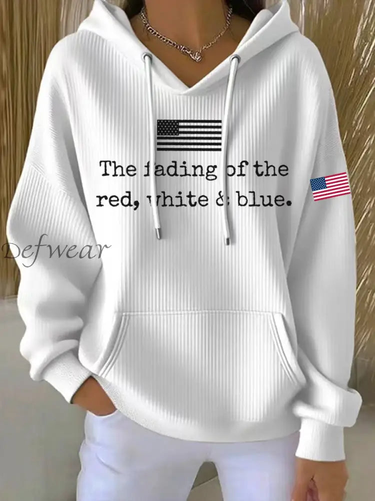 Women’s The Fading Of The Red White And Blue Printed Hoodie White / S
