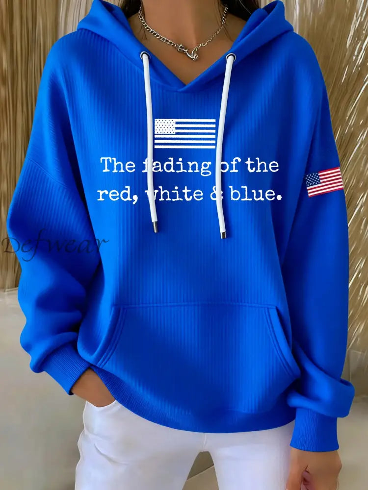 Women’s The Fading Of The Red White And Blue Printed Hoodie Blue / S