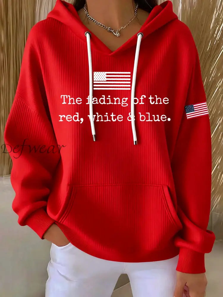 Women’s The Fading Of The Red White And Blue Printed Hoodie Red / S