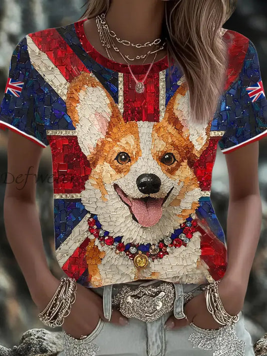 Women’s UK Flag Art Printed T shirt As picture / S