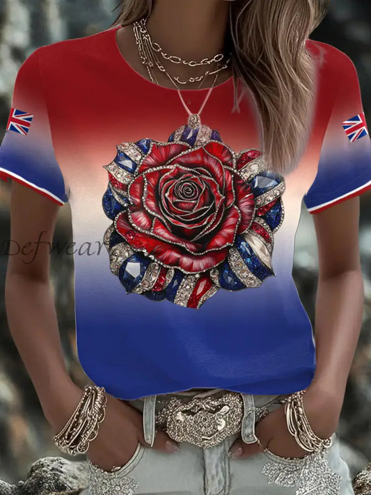 Women’s UK Flag Art Printed T shirt As picture / S