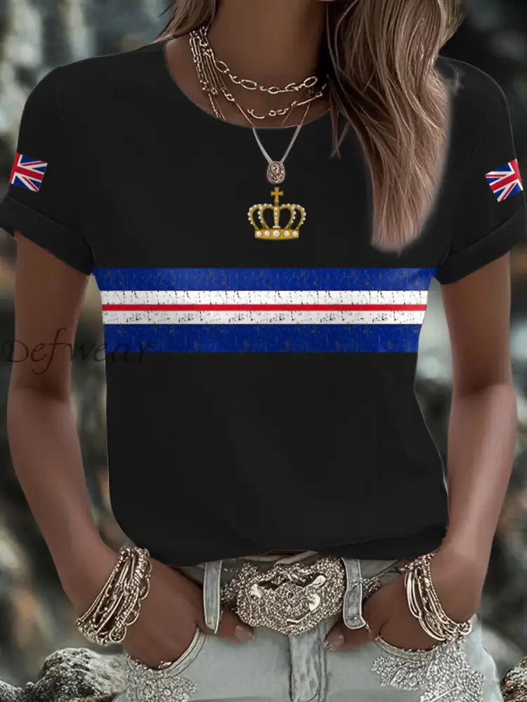 Women’s UK Flag Art Printed T shirt Black / S
