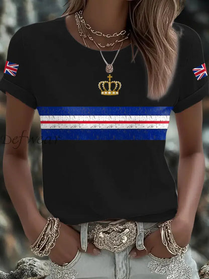 Women’s UK Flag Art Printed T shirt Black / S