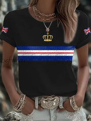 Women’s UK Flag Art Printed T shirt Black / S