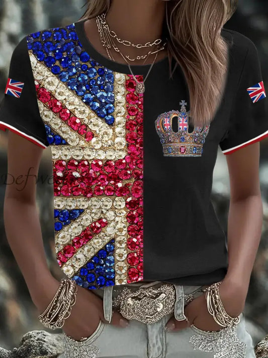Women’s UK Flag Art Printed T shirt Black / S