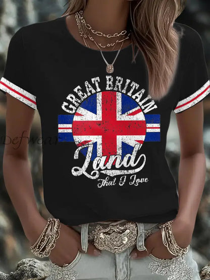 Women’s UK Flag Art Printed T shirt Black / S
