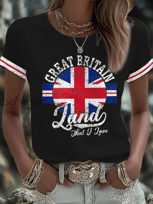 Women’s UK Flag Art Printed T shirt Black / S