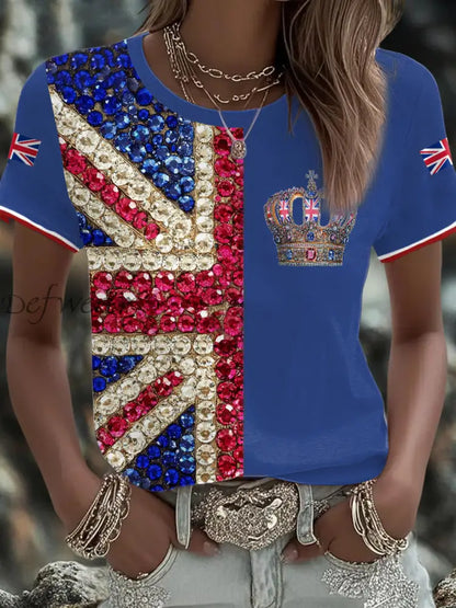 Women’s UK Flag Art Printed T shirt Blue / S