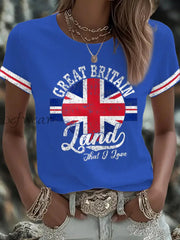Women’s UK Flag Art Printed T shirt Blue / S