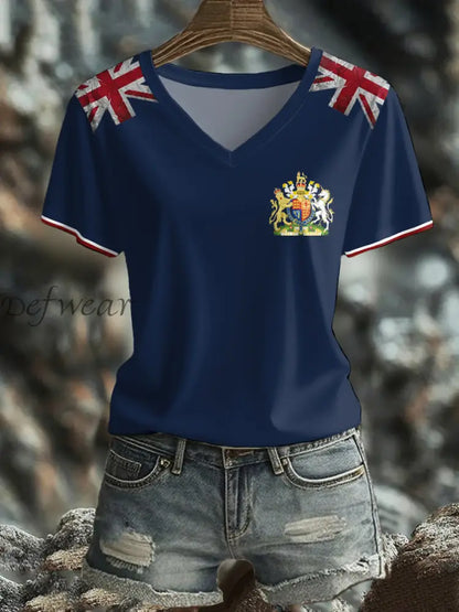 Women’s UK Flag Art Printed T shirt Navy Blue / S