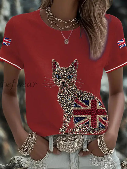 Women’s UK Flag Art Printed T shirt Red / S