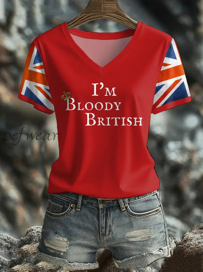 Women’s UK Flag Art Printed T shirt Red / S