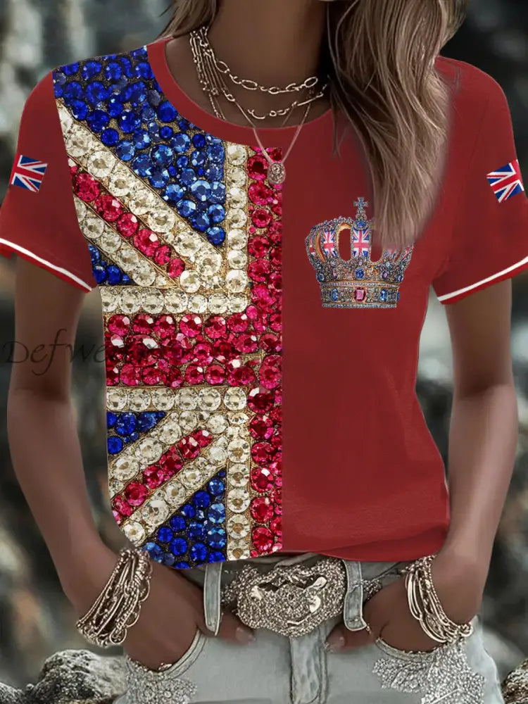 Women’s UK Flag Art Printed T shirt Red / S