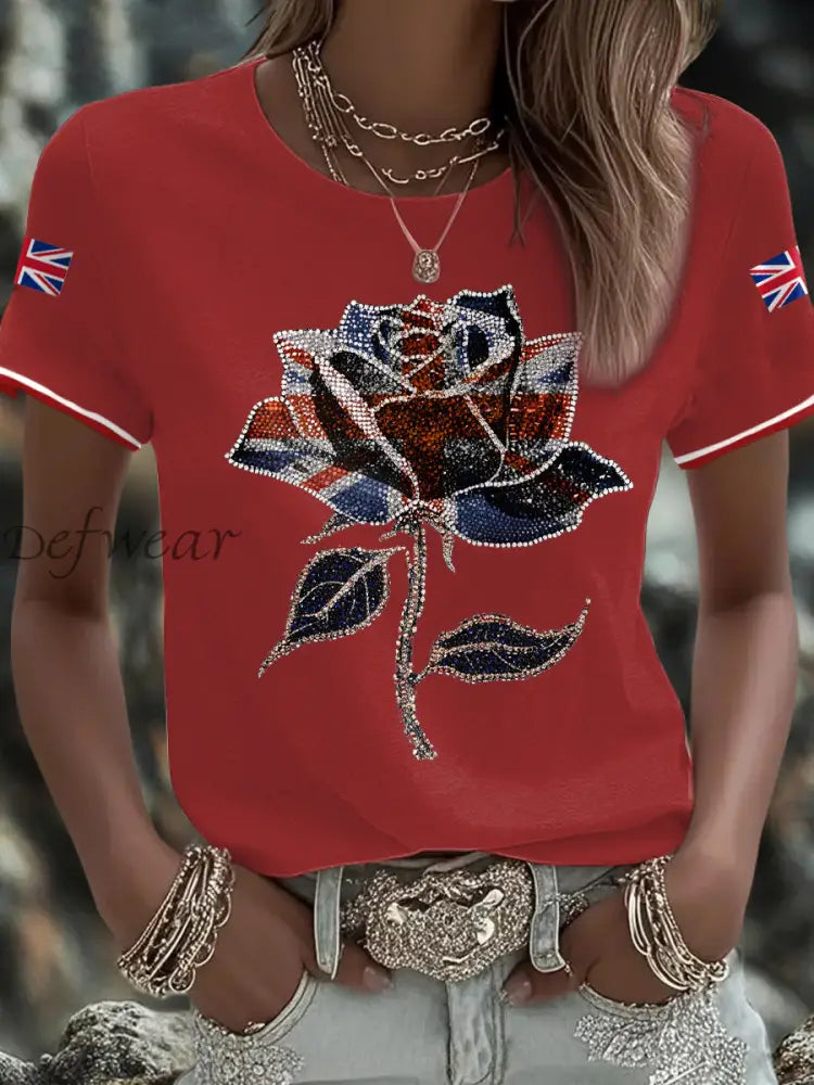 Women’s UK Flag Art Printed T shirt Red / S