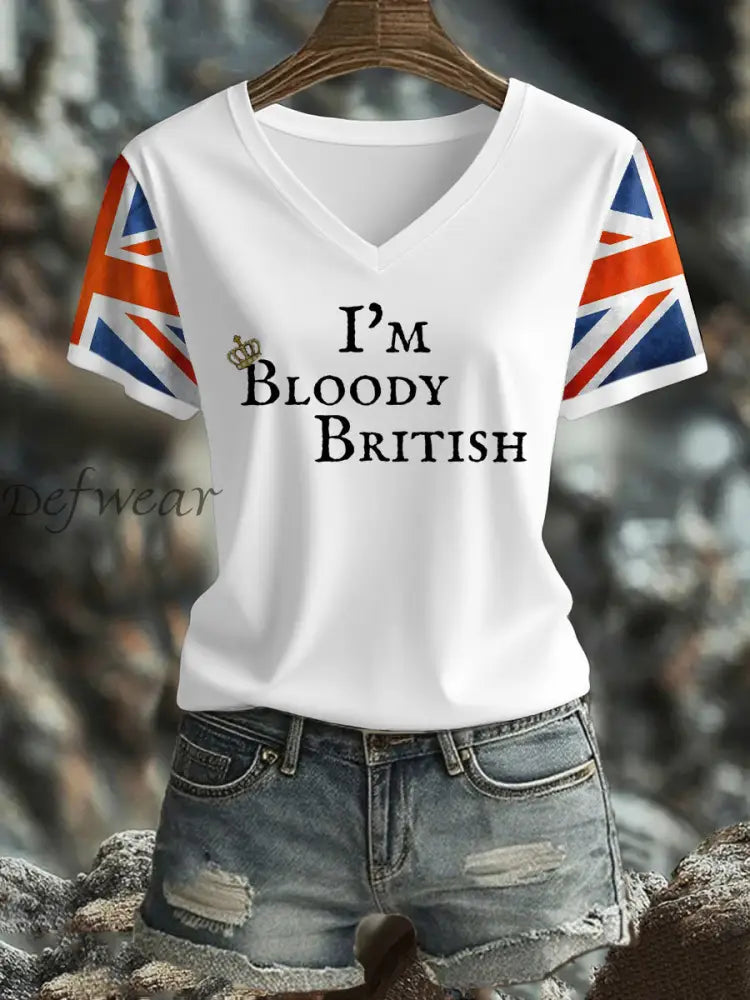 Women’s UK Flag Art Printed T shirt White / S