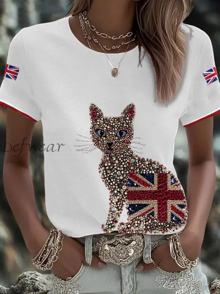 Women’s UK Flag Art Printed T shirt White / S