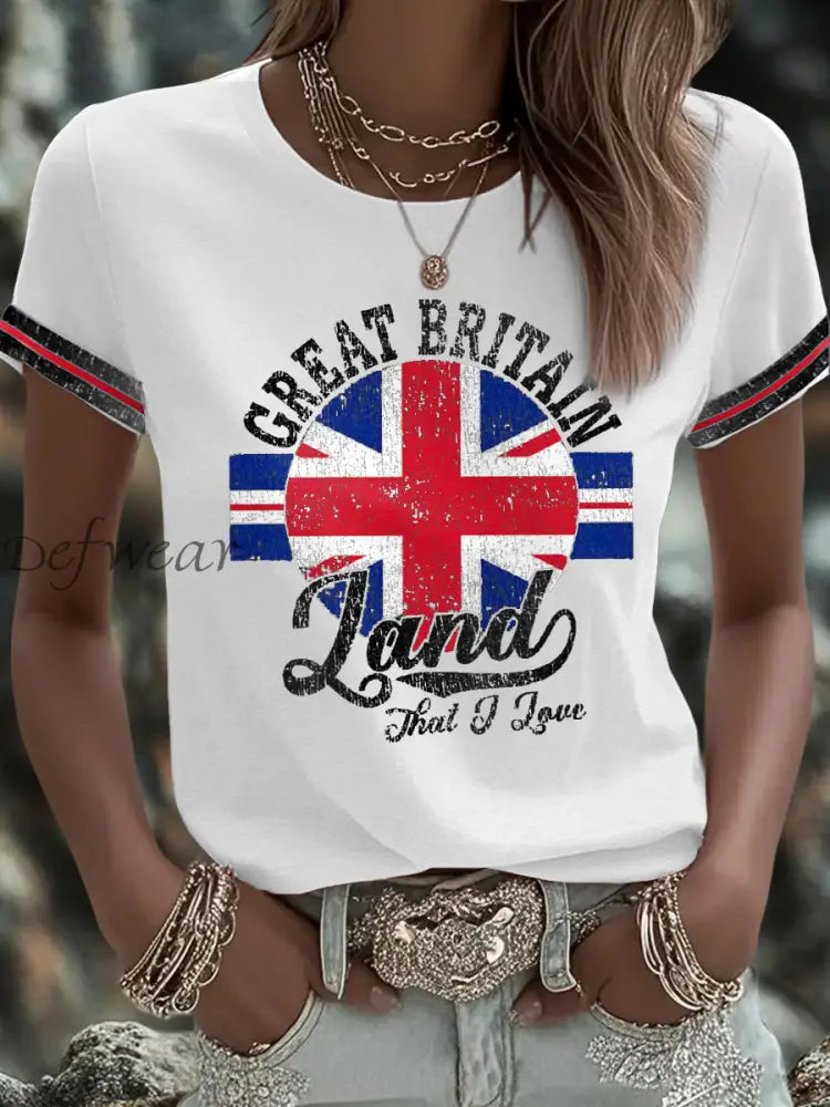 Women’s UK Flag Art Printed T shirt White / S