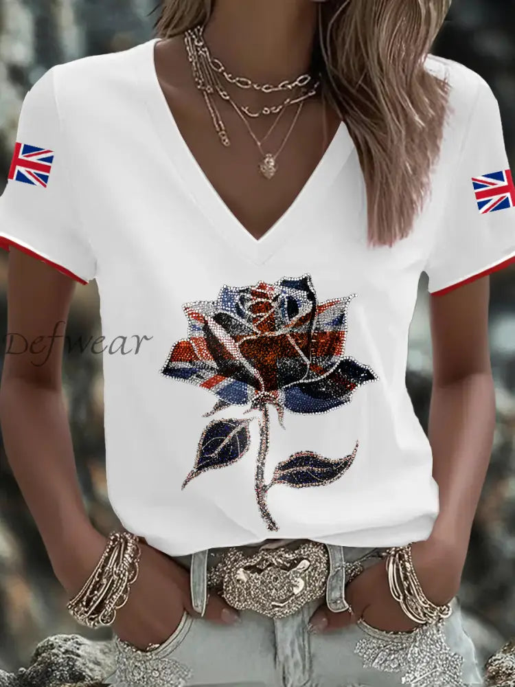 Women’s UK Flag Art Printed T shirt White / S