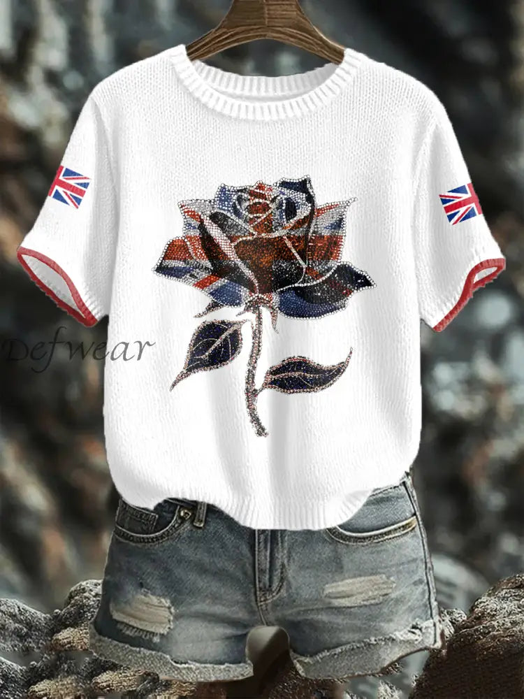 Women’s UK Flag Art Printed Tops White / S