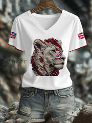 Women’s UK Flag Lioness Art Printed T shirt White / S