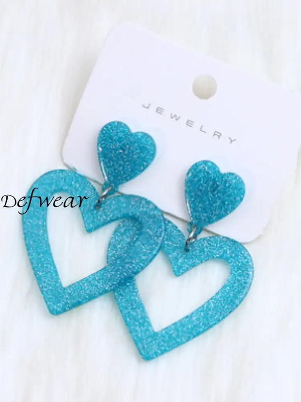 Women’s Valentine’s Day Heart Earrings Blue