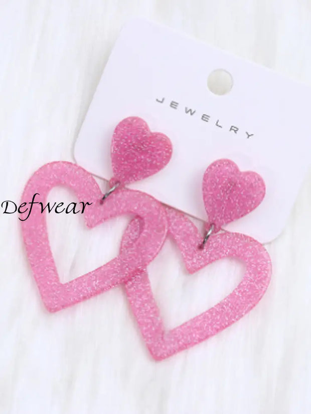 Women’s Valentine’s Day Heart Earrings Pink