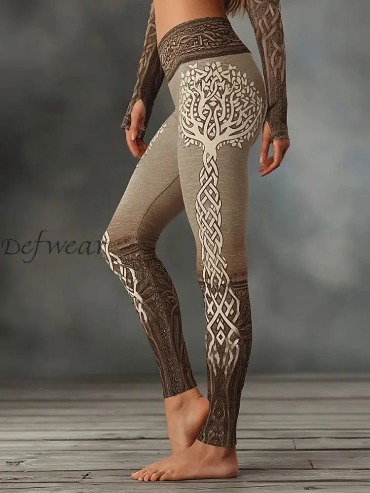 Women’s Viking Tree of Life Leggings Brown / S