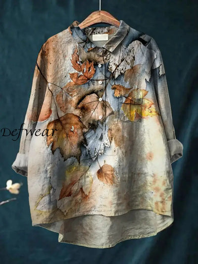 Women’s Vintage Floral Art Print Casual Cotton And Linen Round Neck Button Pocket Midi Long